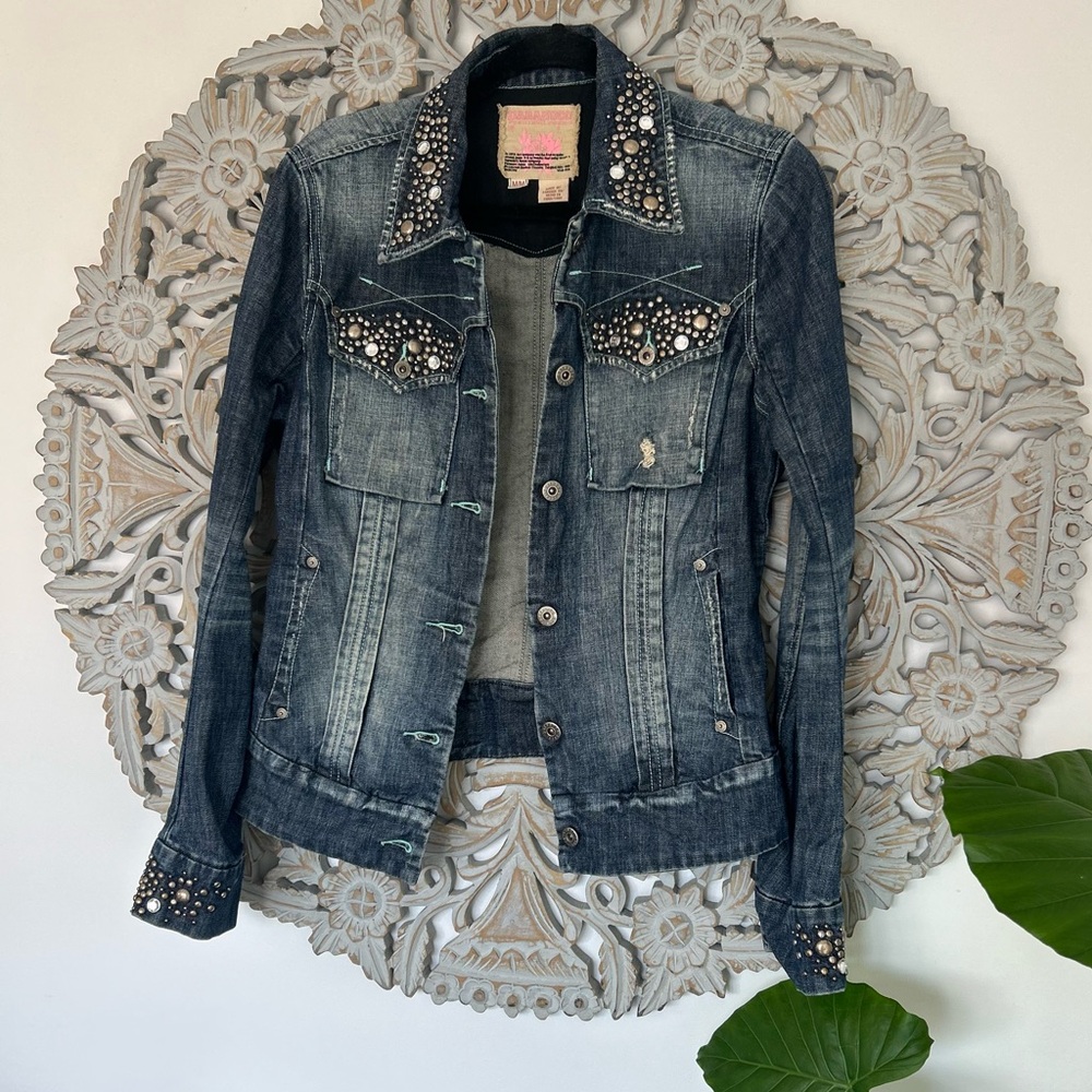 Vintage Y2K Parasuco Denim Legend Jacket Studded Embellished Size S